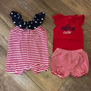 Red, White, and Blue Summer Outfits - 9 mos - EUC